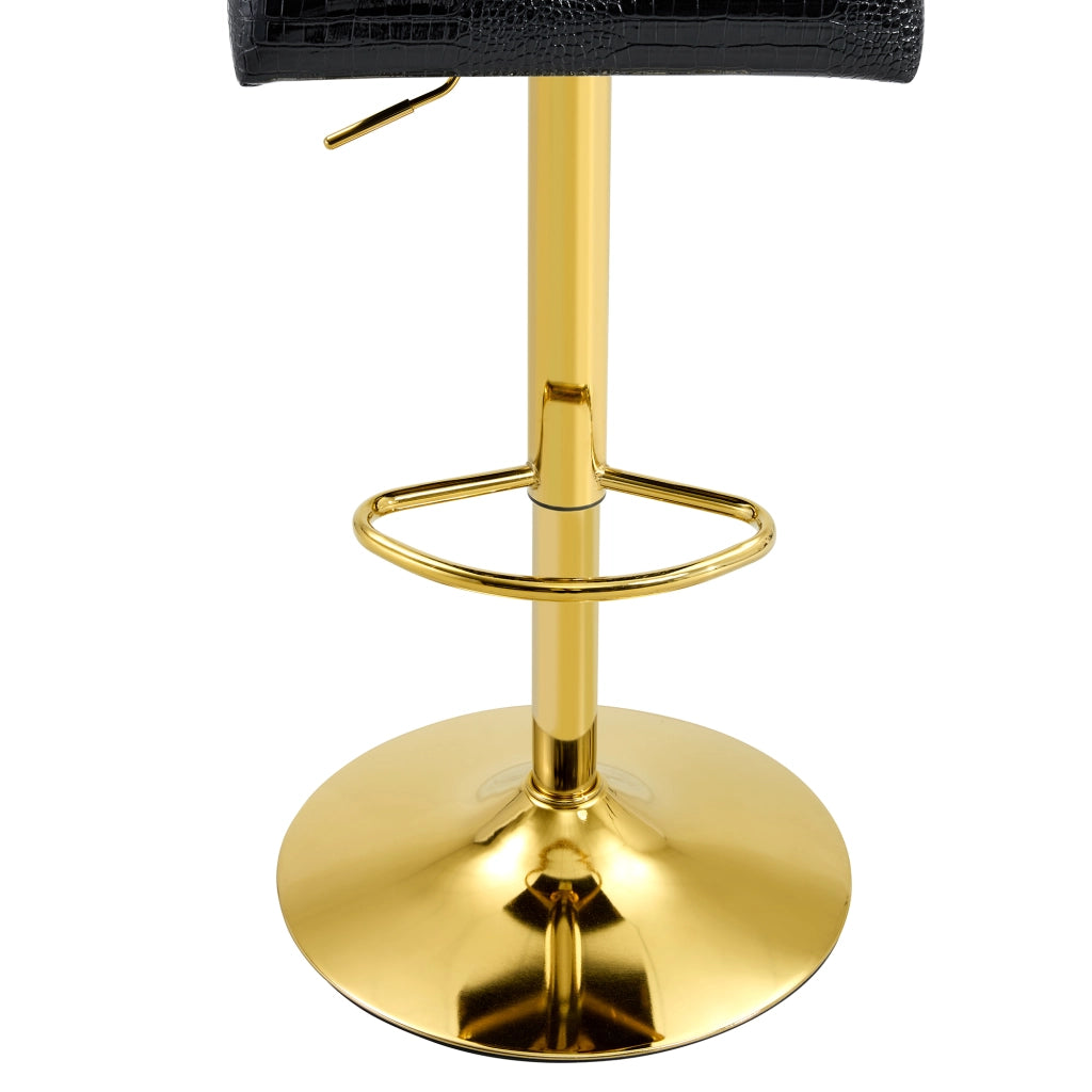 Tabouret de bar con design effetto pelle di coccodrillo e bottoni decorativi in pvc nero 300 lb