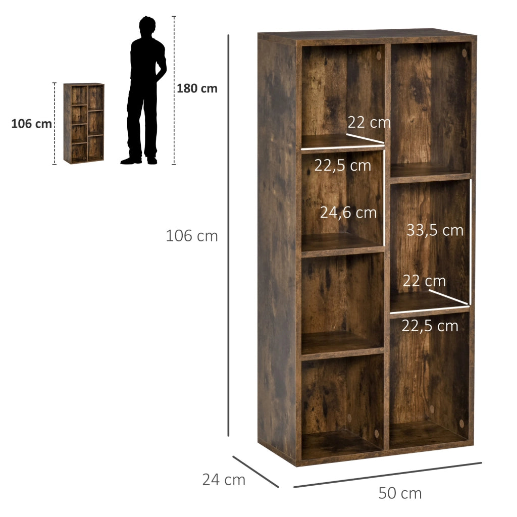 Libreria Rustica in Legno con 7 Ripiani ¨C Zephmum ¨C Marrone 50x24x106 cm