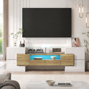 Mobile TV moderno bianco e oro con LED, 145 x 30 x 51 cm