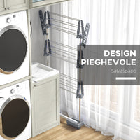 Stendino Verticale 3 Ripiani Regolabili 142x55x152 cm in Acciaio e Plastica Grigio e Argento