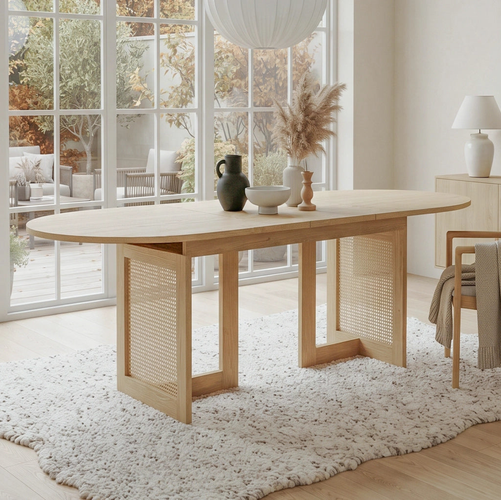 Tavolo da pranzo allungabile 200 x 90 x 75 cm; bordi arrotondati; rovere; MDF