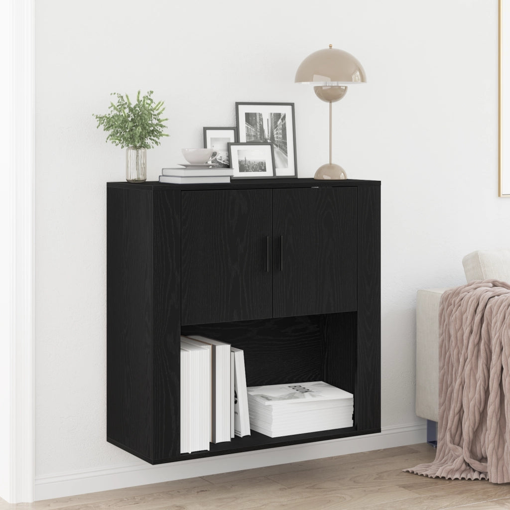 Armadio da Parete Rovere Nero 80x33x80 cm Legno ingegnerizzato