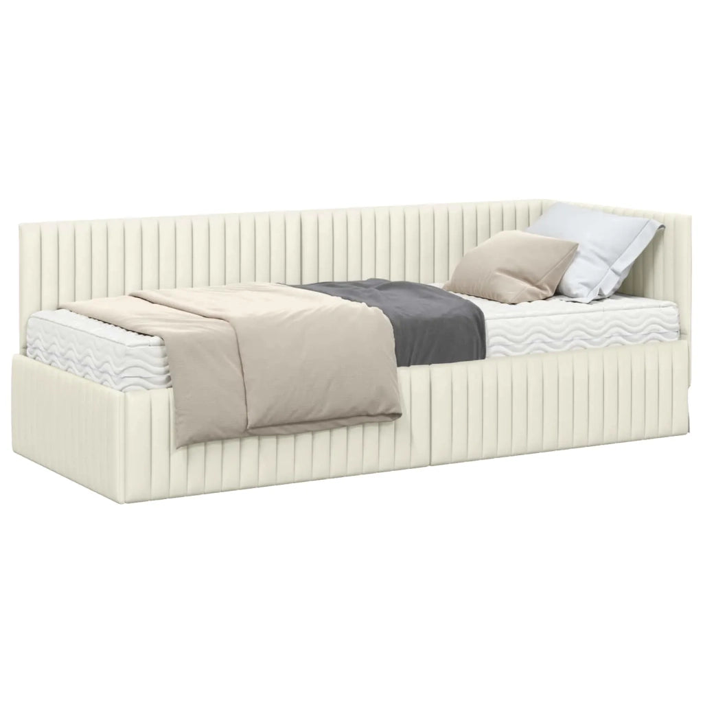 Struttura Letto Angolare con Materasso 2 pcs Crema Velluto 3393805