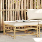 Sedia da giardino-Poggiapiedi da Giardino con Cuscino Bianco Crema in Bamb¨´ 600783