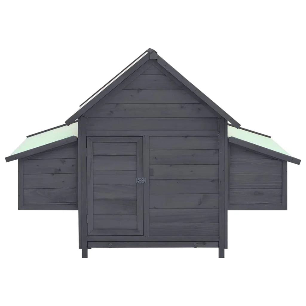 Pollaio 152 x 96 x 110 cm in legno massello di abete grigio e bianco 02_0001703