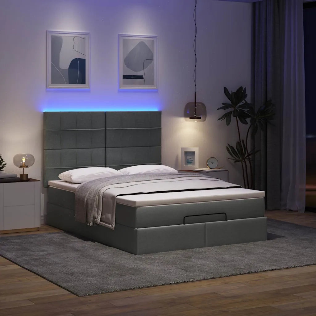 Struttura Letto Pouf con Materasso 140x200 cm in Tessuto 3314011