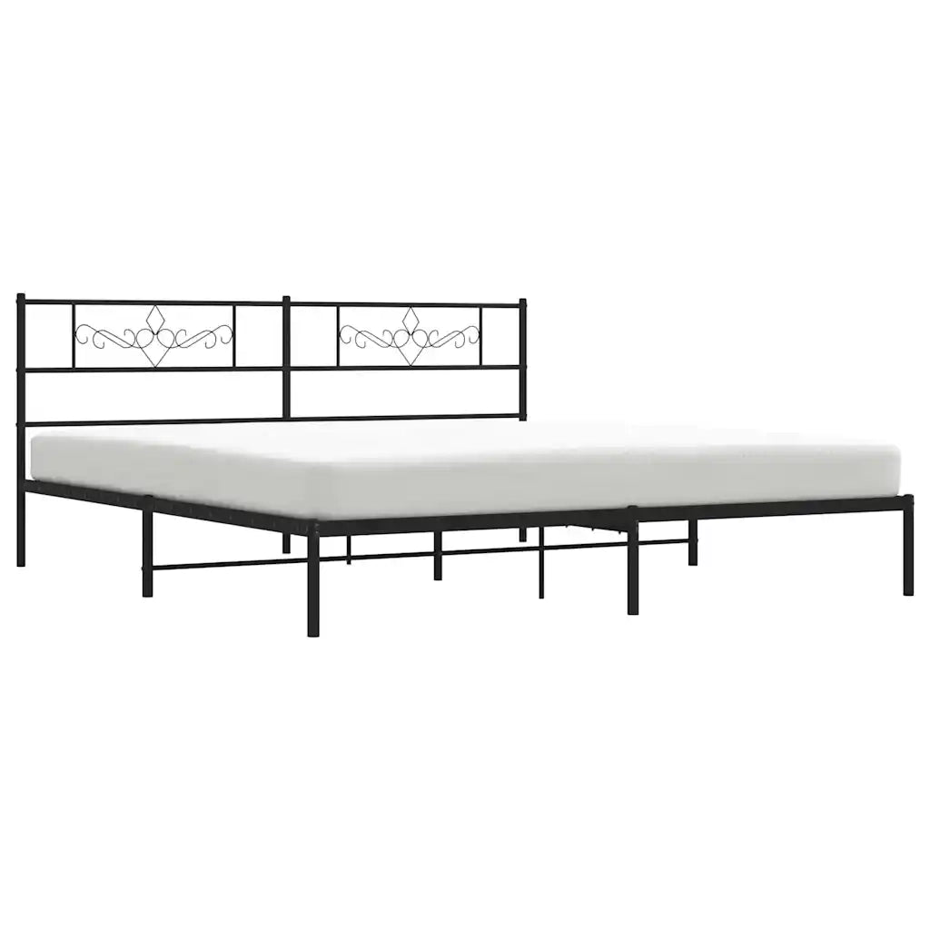Letto matrimoniale | Letto per adulti | Giroletto con Testiera in Metallo Nero 183x213 cm