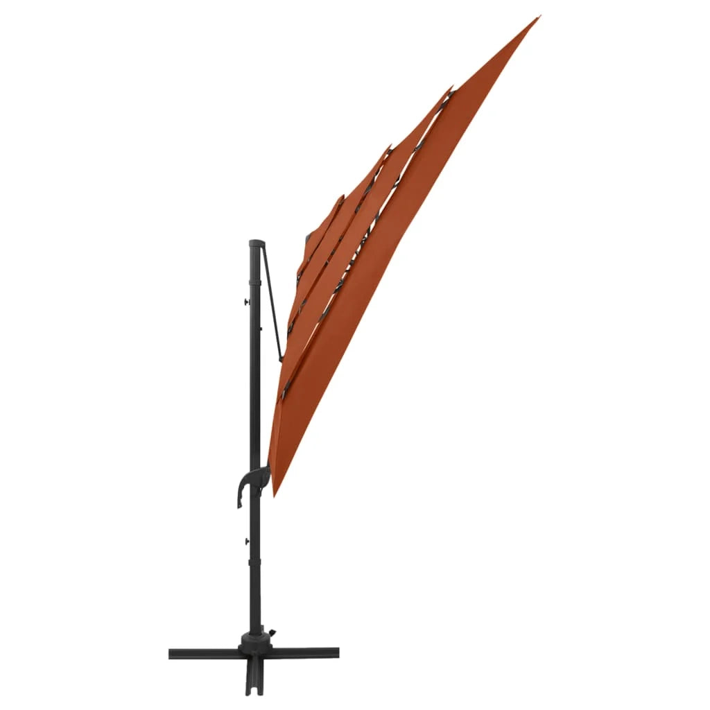 Ombrellone a quattro livelli con palo in alluminio 250 x 250 cm arancione 02_0008796