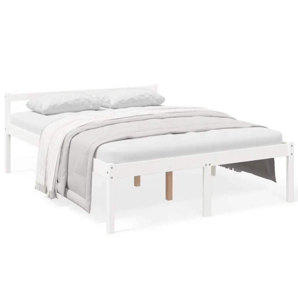 Letto per Anziani 150x200 cm King in Legno Massello di Pino 810620