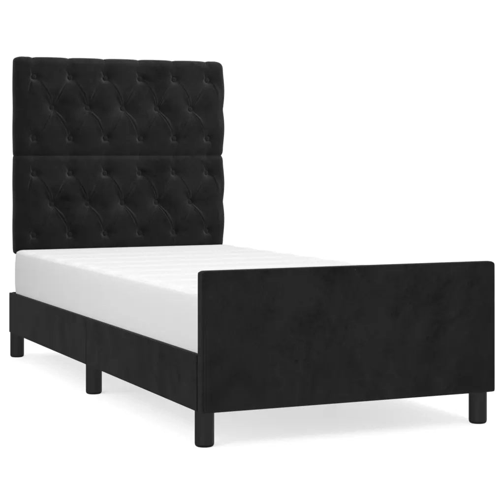 Giroletto con Testiera-Struttura letto con testiera Nero 80x200 cm in Velluto