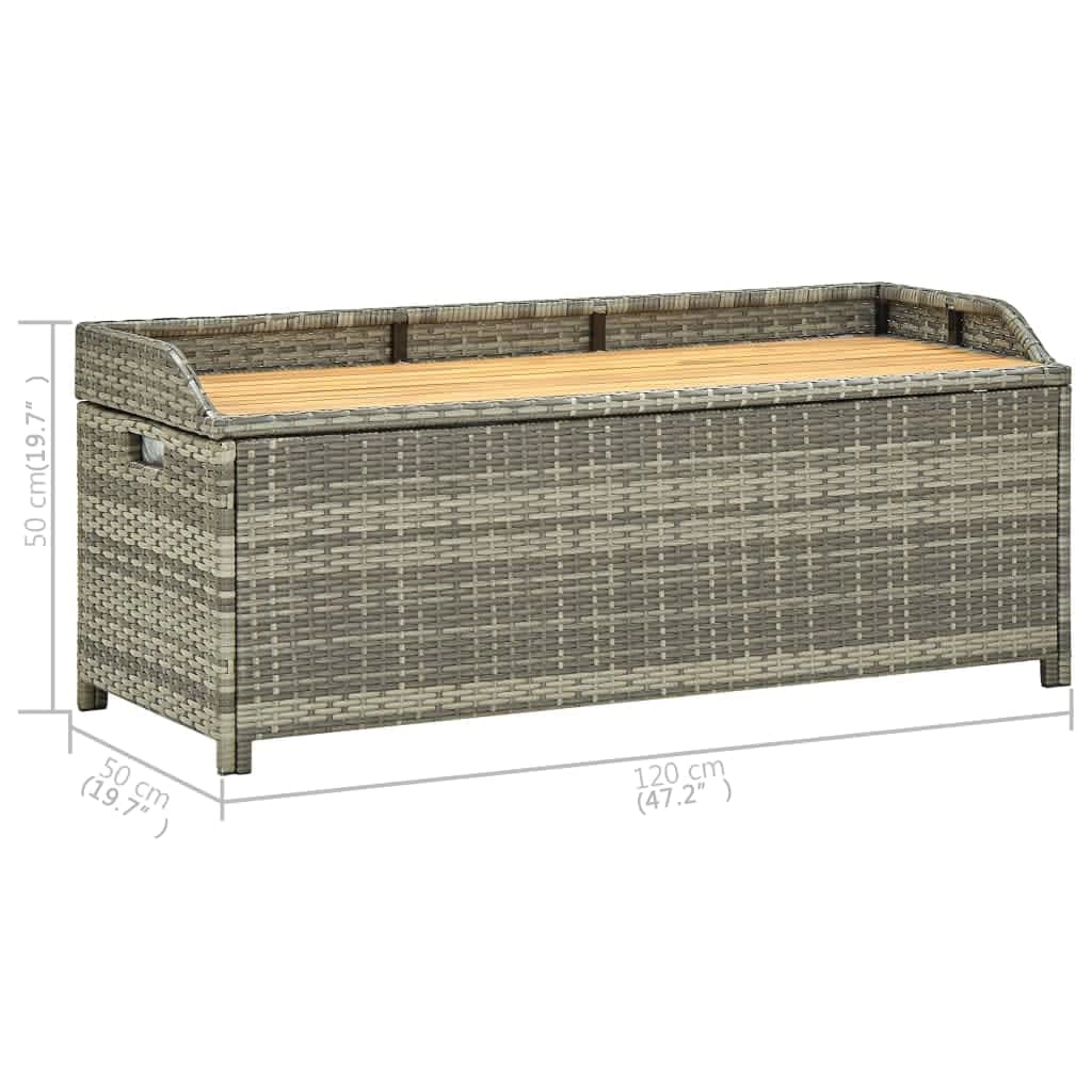 Panca da giardino mobili da esterno per patio contenitore da giardino per terrazza 120 cm resina intrecciata grigia 02_0011804