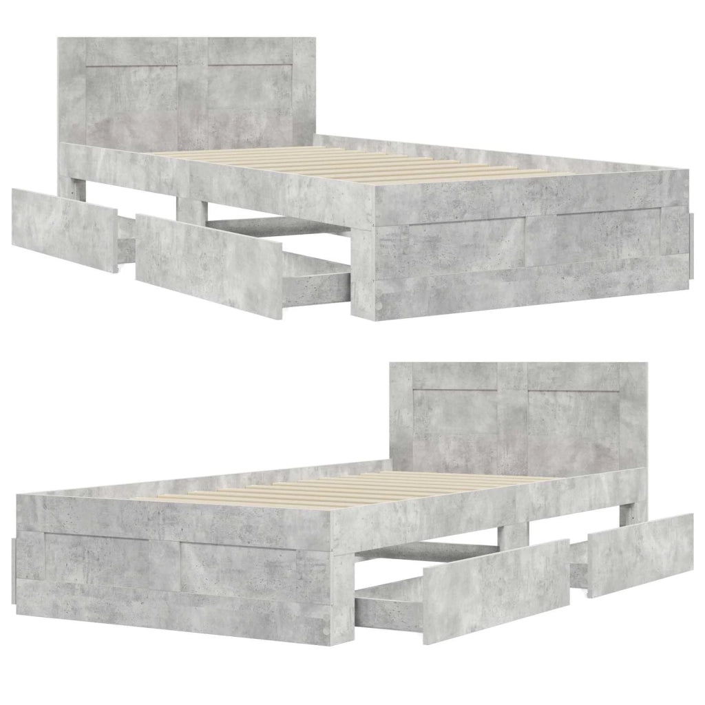 Struttura del letto 2 pz Grigio Cemento Legno ingegnerizzato 3429682