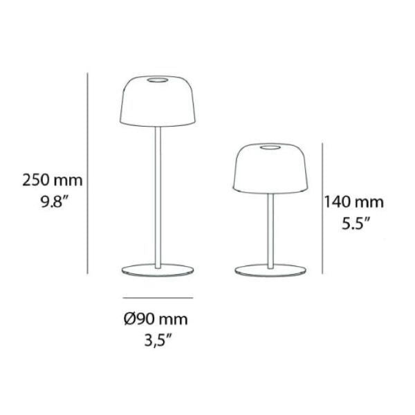 LAMPADA DA TAVOLO RICARICABILE NERA 2W 2700K 144LM IP44 1+1 ZAFFERANO AILATI