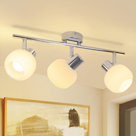ZMH Faretto da soffitto a 3 luci Lampada da soffitto in vetro bianco vintage E14 per soggiorno
