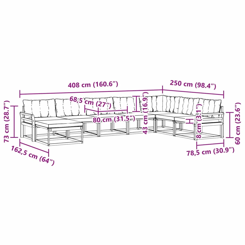 Set di divani da esterno con cuscino 8 pcs Bianco e Beige 3388975