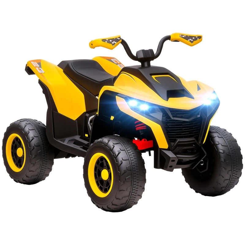 Quad elettrico per bambini, 3-6 km/h, fari a LED, musica, USB, per bambini dai 3 agli 8 anni, giallo.
