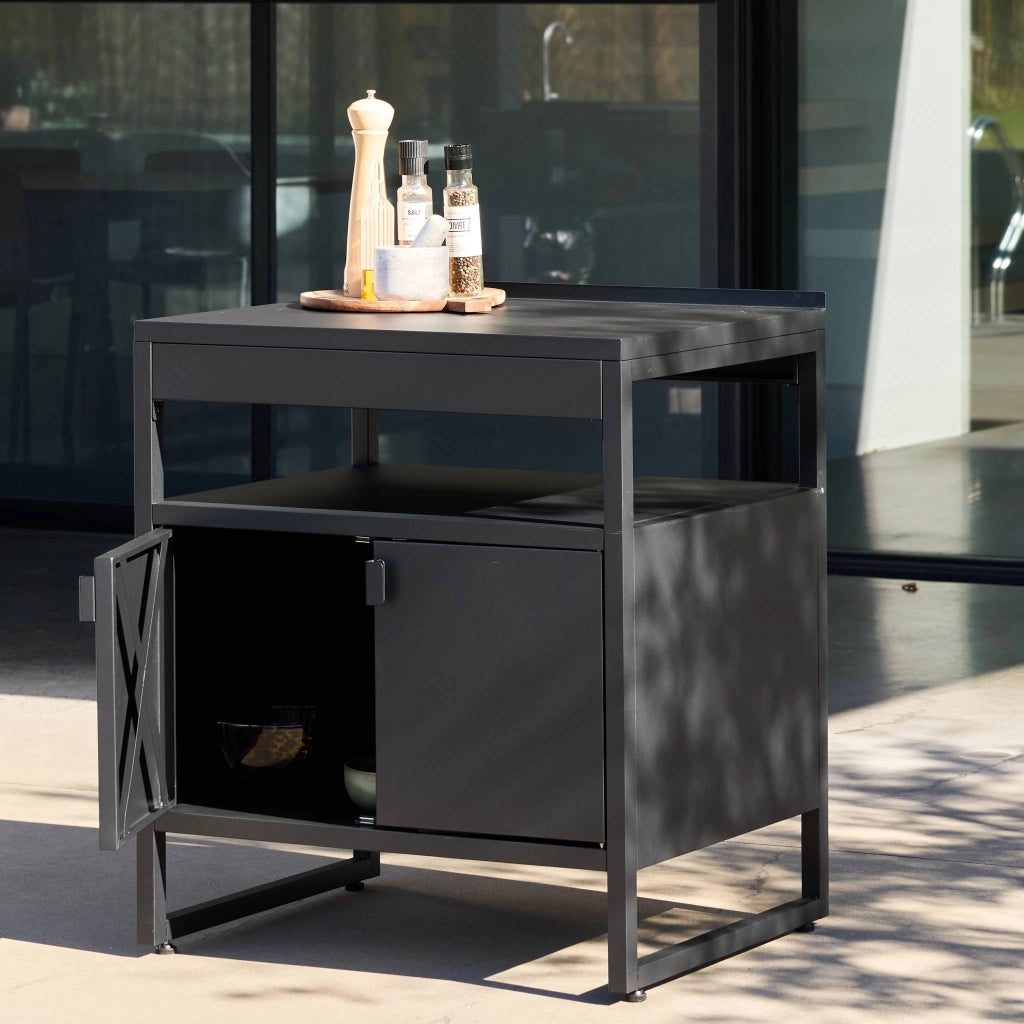 Cucina esterna in acciaio con 2 ante, 80cm, nero