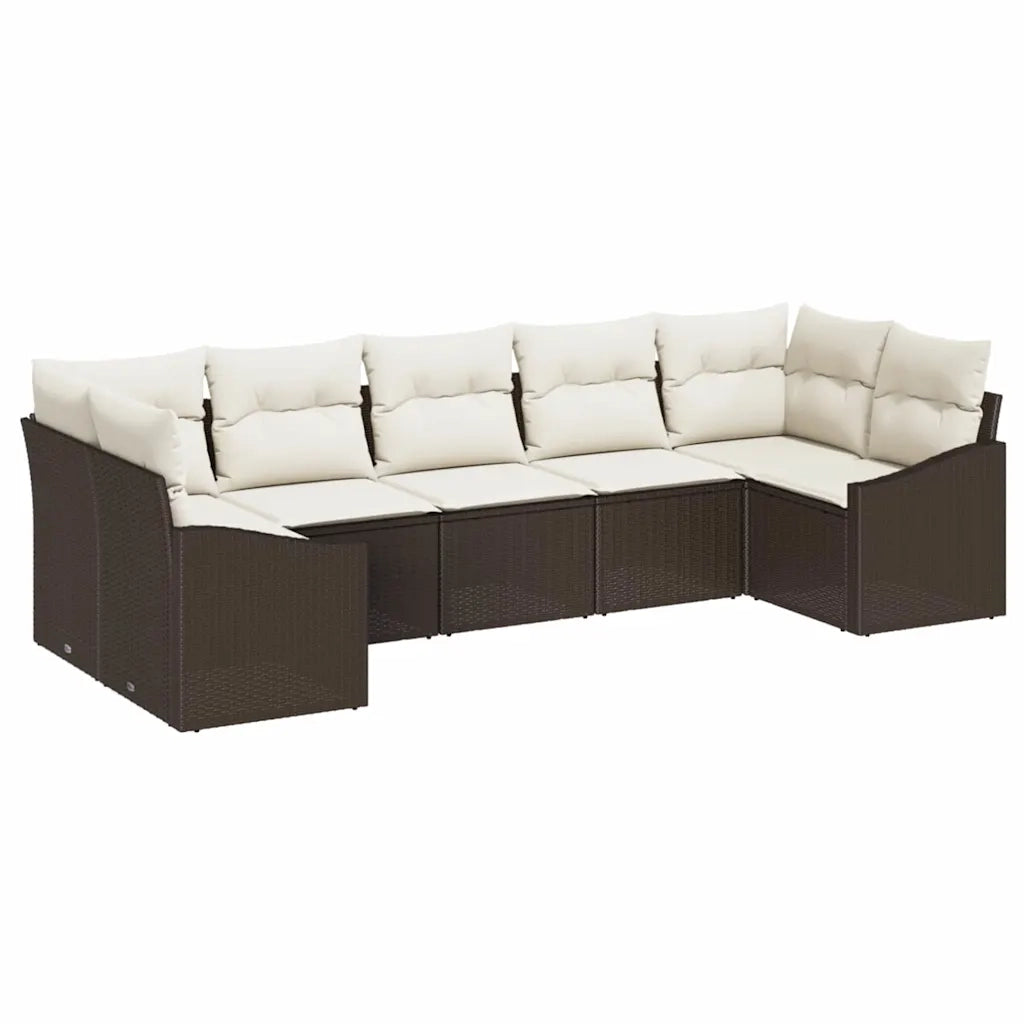 Set di divani con cuscino 7 pcs Marrone polyrattan 3346868