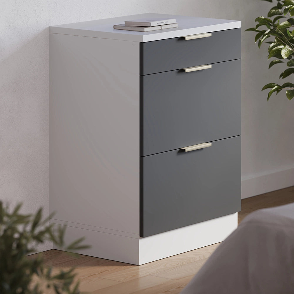 Mobile per mansarda Rion Antracite-oro/Bianco 60 x 83.8 cm senza inclinazione con 3 cassetti Vicco
