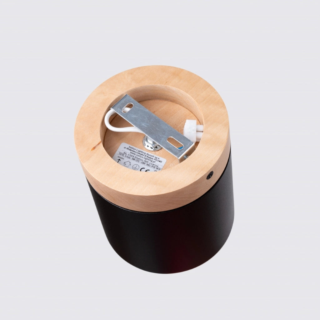 Spot soffitto BARREN nero/legno Ø12 GU10 Pure Lume