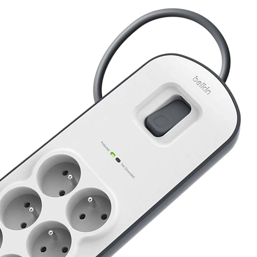 Multipresa Sovratensione 6 Prese / 2 Porte USB-A con Cavo 2m Bianco / Grigio Belkin