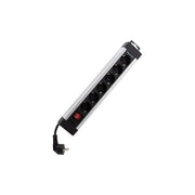 Rev Presa Multipla 6 Ingressi 2.4mt Supraline con Interruttore Argento