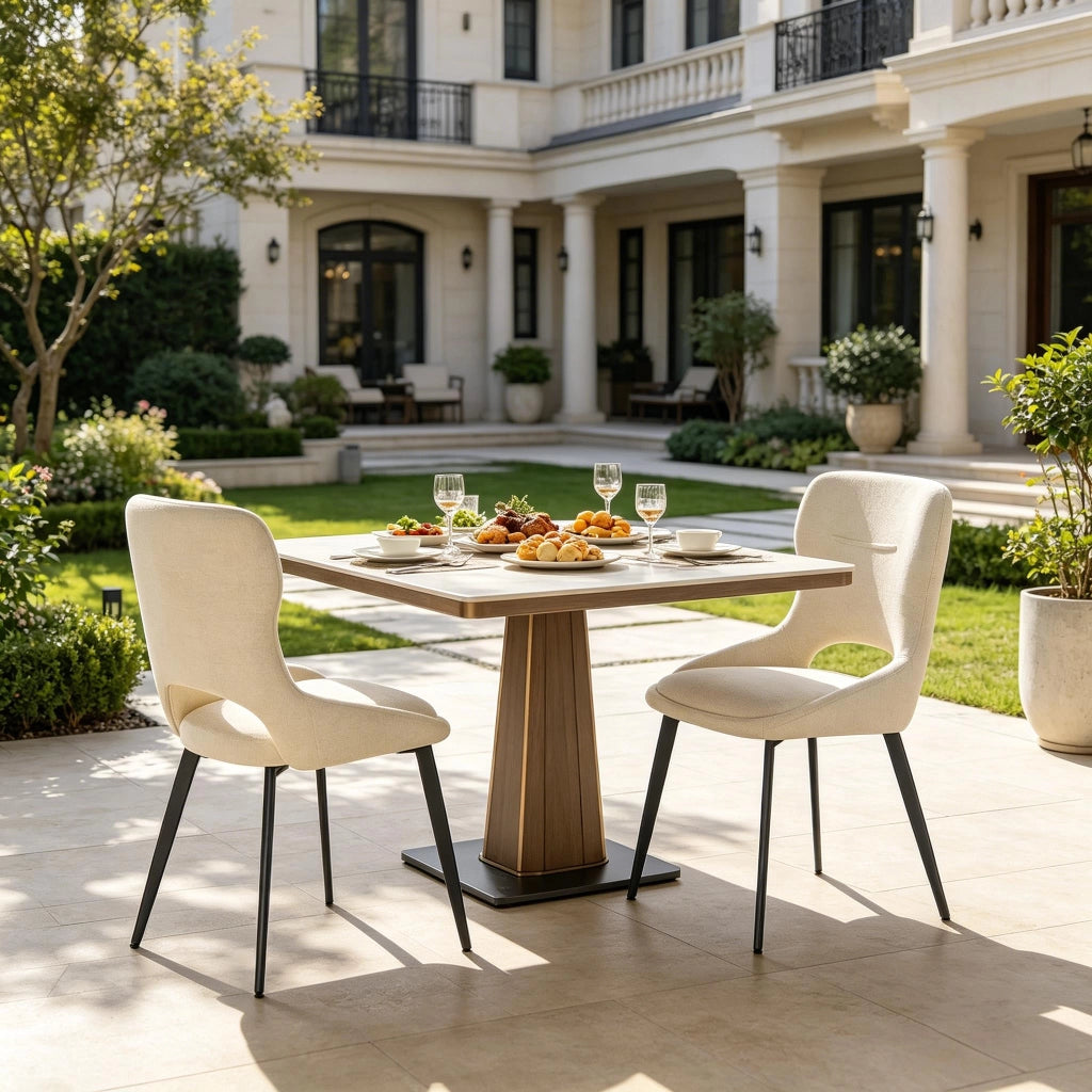 SEDIA da pranzo in ciniglia beige Set da 2 pezzi 43x40x86 cm