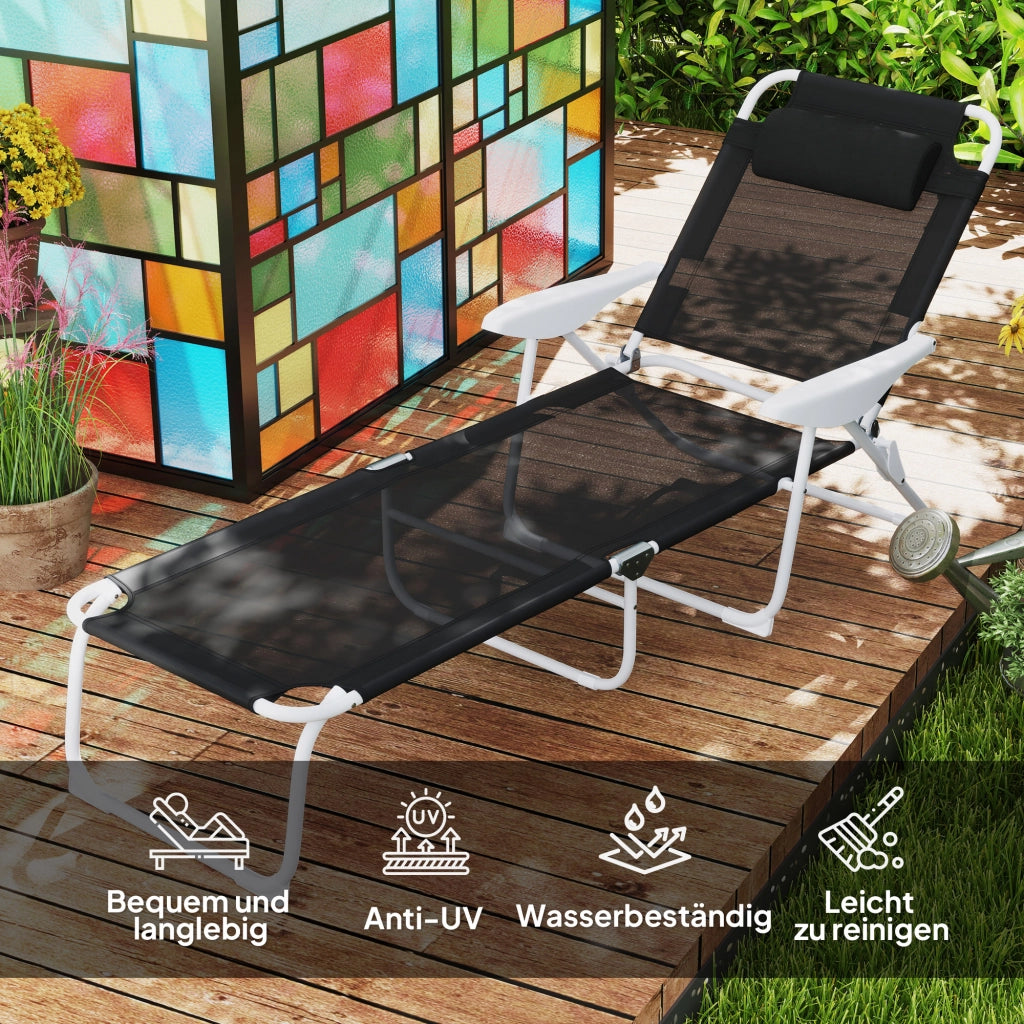 Sdraio pieghevole da giardino con cuscino ¨C zephmum ¨C nero