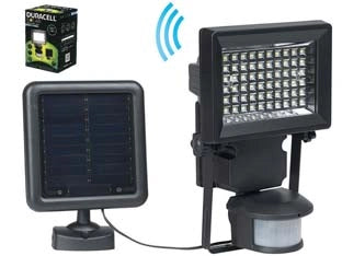 PROIETTORE SOLARE LED CON SENSORE  mm.124x45x170h.  400 lumen    DURACELL LIGHTING