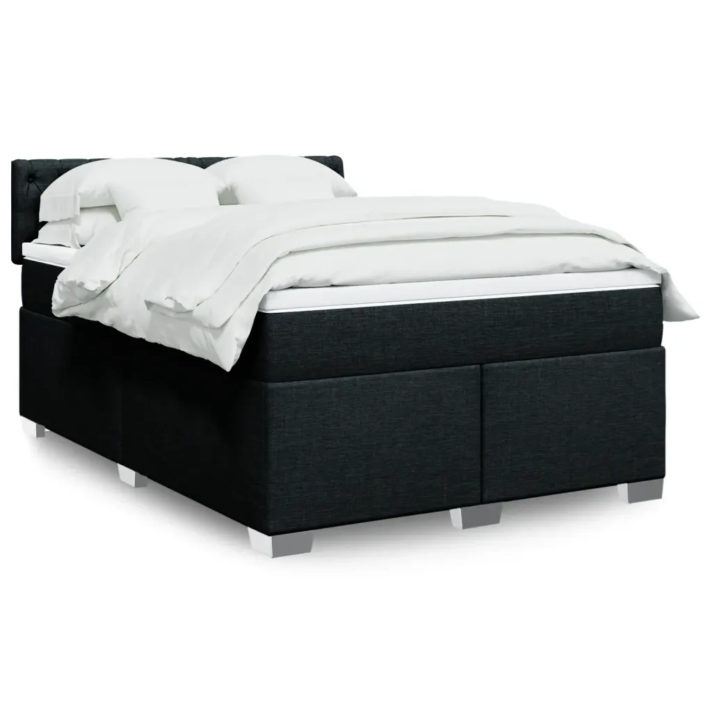 vidaXL Giroletto a Molle con Materasso Nero 140x200 cm in Tessuto