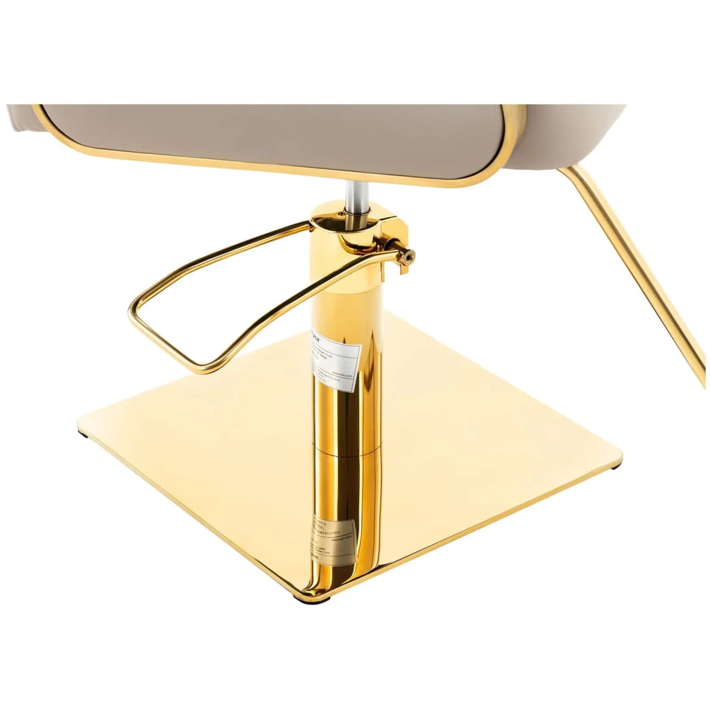 Poltrona da parrucchiere con poggiapiedi portata 200 kg acciaio inox beige oro 14_0008958