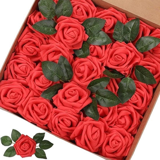 Set di 25 fili di decorazione per compleanni, matrimoni e decorazioni di festa (rosso-rosa)