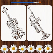 Due Stencil per Strumento Musicale - Schede di Sfregio Riscaldabile per Pittura