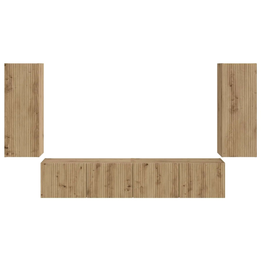 Set di Mobiletto da TV a Parete 4 pcs Rovere artigianale