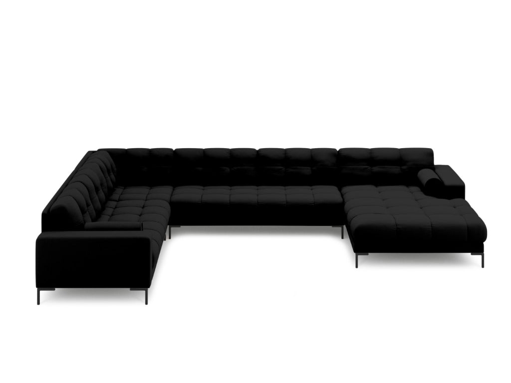 Cosmopolitan Design - Divano panoramico sinistro "Bali" 7 posti in tessuto strutturato nero 