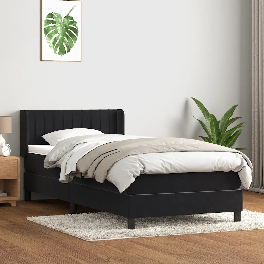 vidaXL Giroletto a Molle con Materasso Nero 80x220 cm Velluto