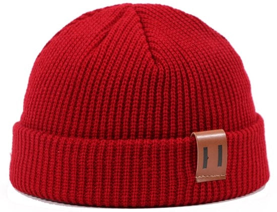Muffa per bambino, cappuccio caldo e neutro per signore e signori, cappuccio a maglia con elasticità morbida, misura della testa 55-60 cm, Rosso