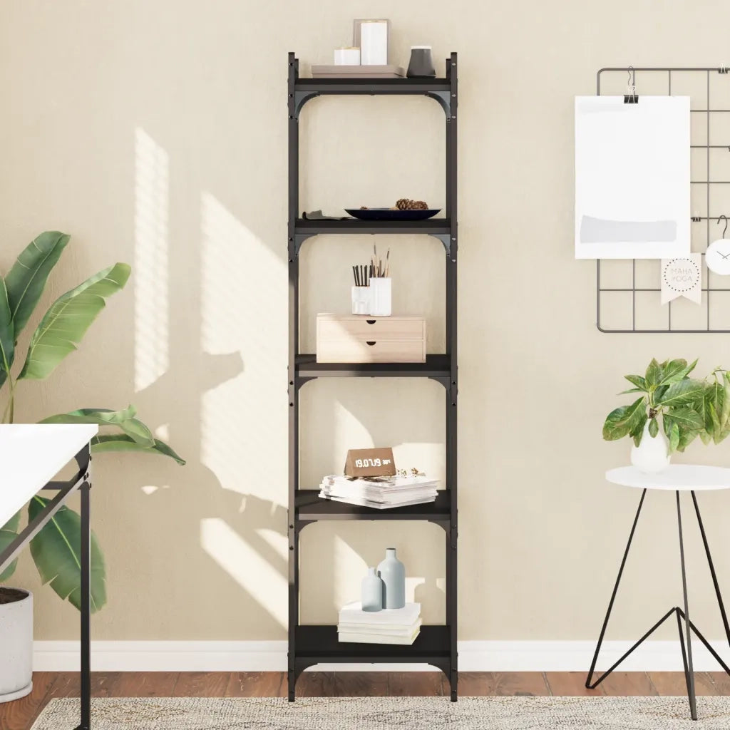 Libreria a 5 Ripiani Nera 40x30x154 cm in Legno Multistratocod mxl 84579
