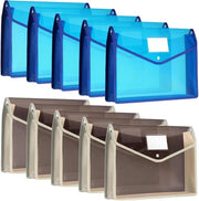 Documenti A4, 8 set di cartellini A4 in plastica, cartellini per documenti con chiusura a vite, mappe per documenti A4, mappe per viaggi, ufficio, documentazione (blu + marrone)