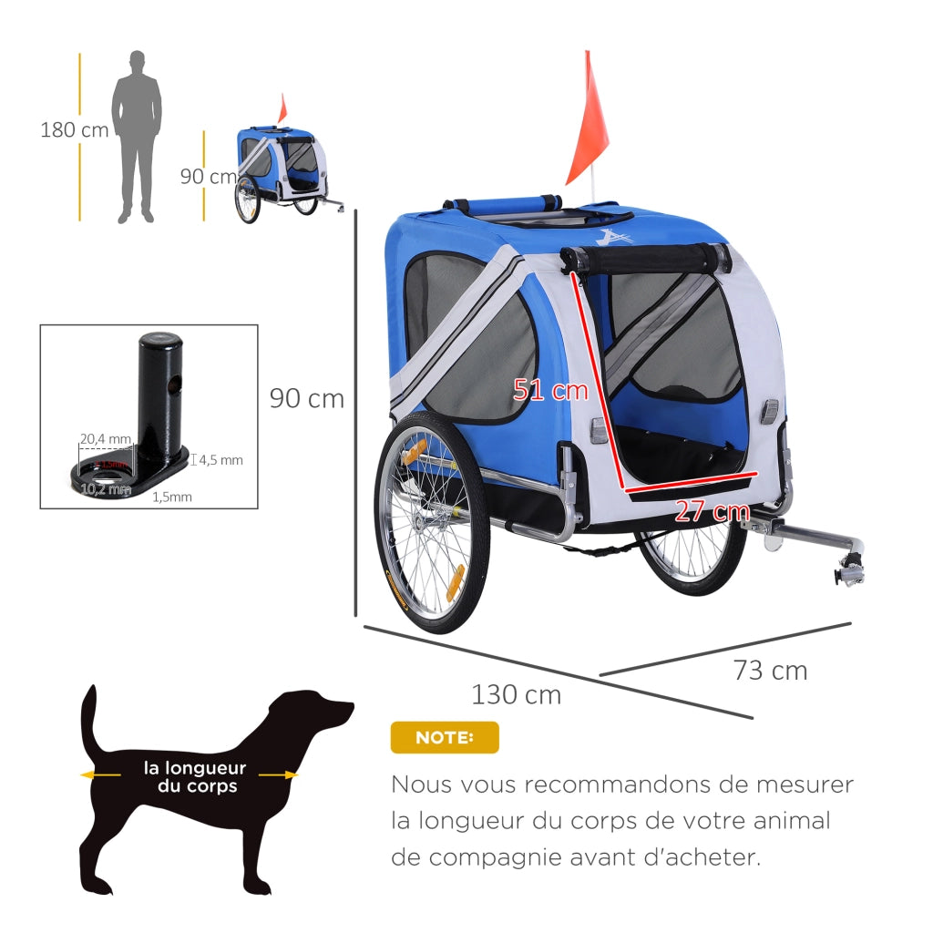 Trasportino per cani bicicletta ¨C zephmum ¨C 130x73x90 cm bianco e blu