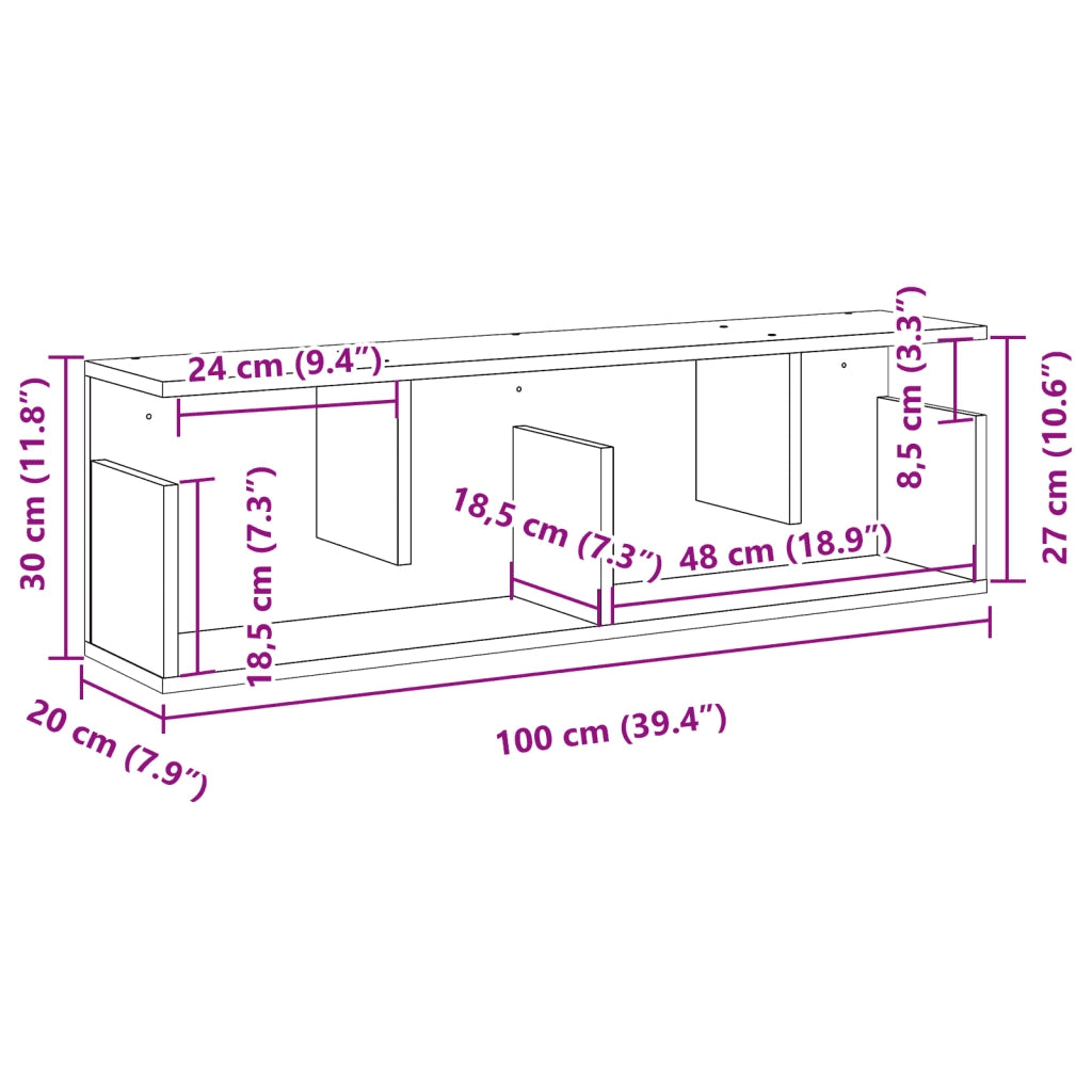 Mobile a Parete 100x20x30 cm Grigio Sonoma in Legno Multistrato 854846