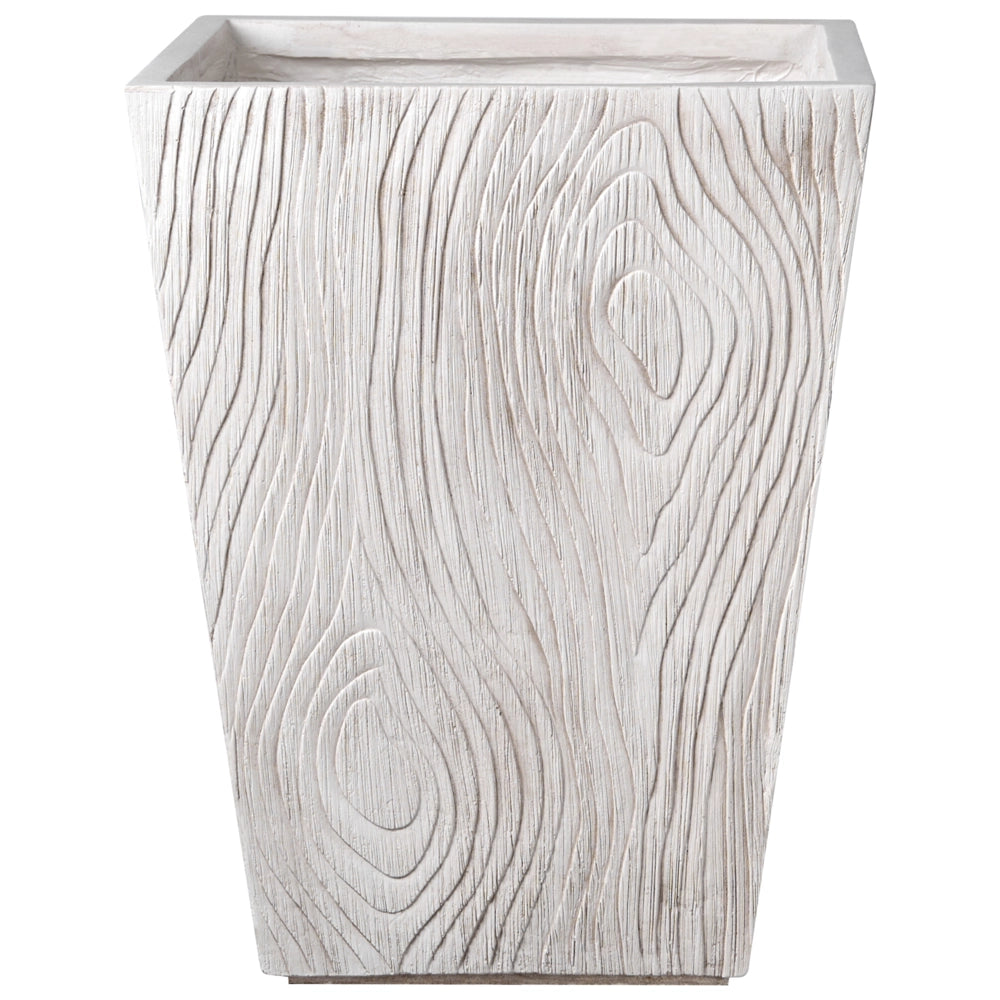Vaso da fiori Beige chiaro Fioriera rotonda in fibra di argilla per uso interno ed esterno 42 x 42 x 50 cm Decorativa Design moderno Soggiorno Giardino