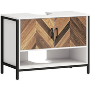 Mobiletto Sottolavabo con 2 Ante e Ripiano Aperto ¨C Minimal ¨C 80x40x60 Crema e Noce