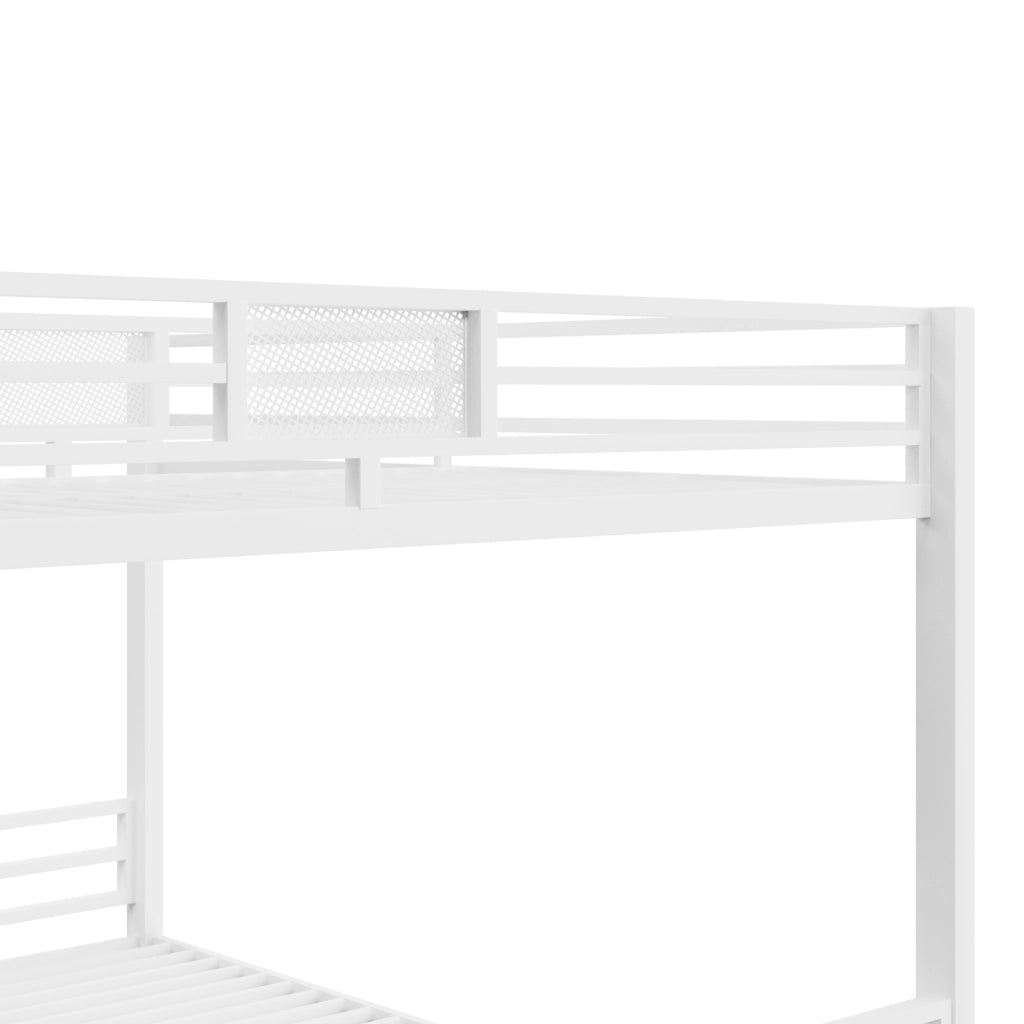 Letto a castello in metallo 90 × 200 cm et 140 × 200 cm con protezioni laterali, senza materasso, bianco