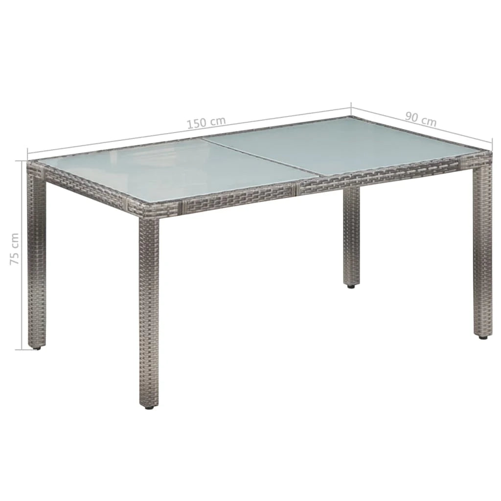 Set da pranzo da giardino 7 pezzi e cuscini in resina intrecciata grigia 02_0014819