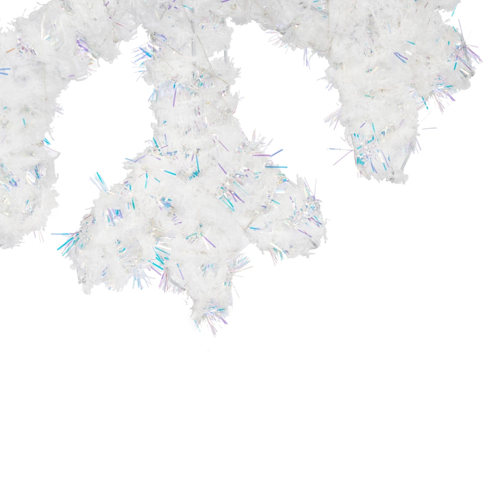 Set di 2 decorazioni natalizie a LED sospese a forma di fiocco di neve in metallo bianco
