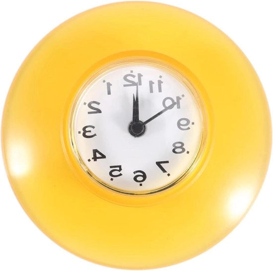 Orologio da Parete in Plastica Mini Digitale con Sospensione - Impermeabile - Display a Cristallo - Decorazione per Parete per Cucina Ufficio Bagno - Giallo.