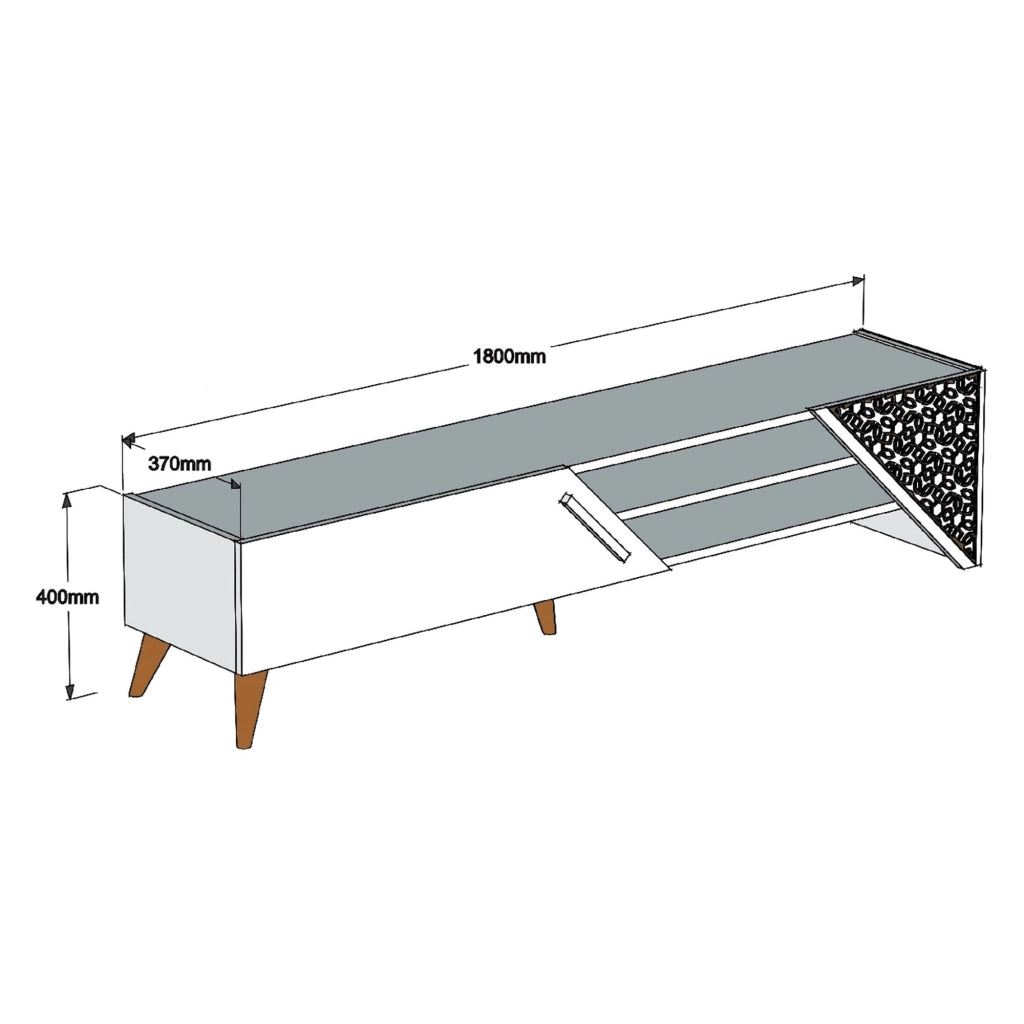Campli, Mobile Porta tv un Ripiano, 180x40x37h cm Marrone Rovere