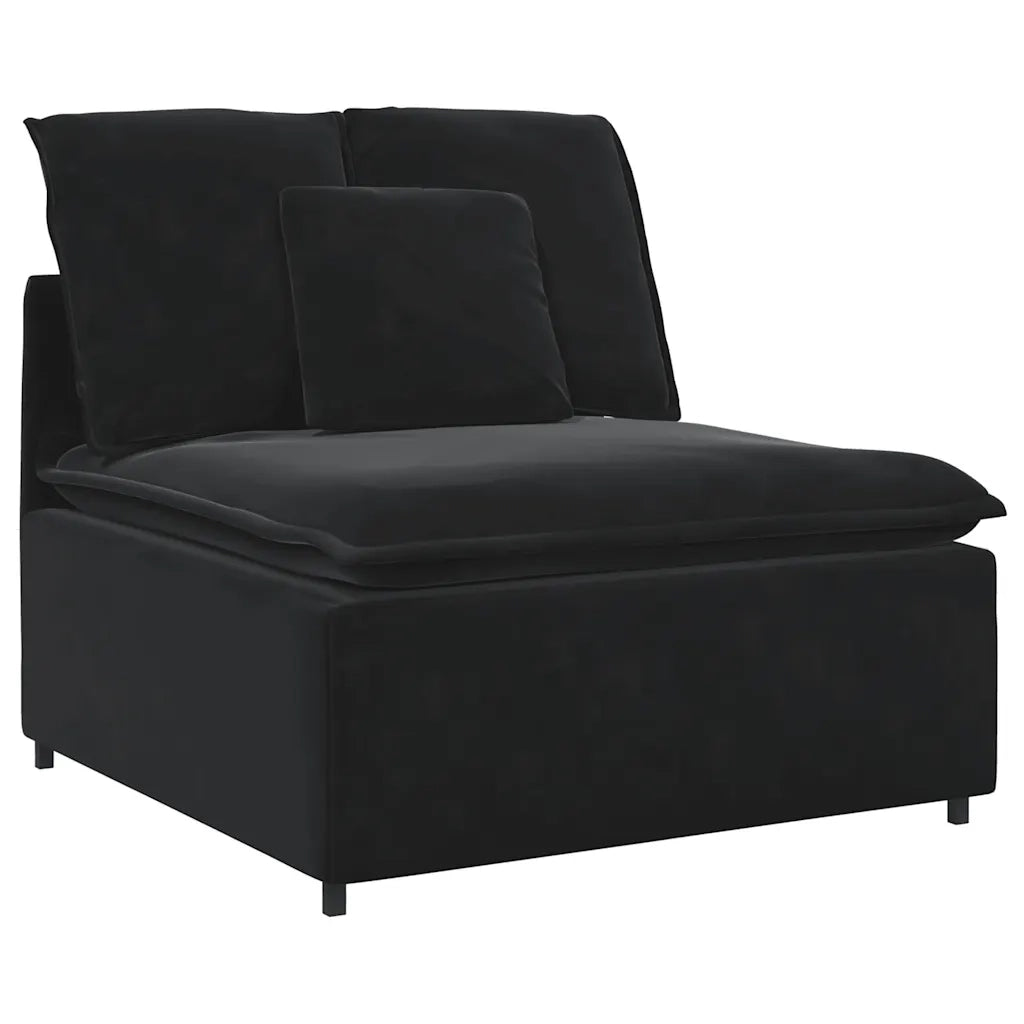 Divano Modulare con Cuscini in Velluto Nero 3321164