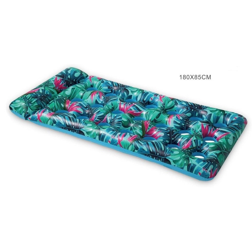 Trade Shop - Materassino Gonfiabile Galleggiante Con Poggiatesta Per Piscina 21 Fori 180x85cm 628529 -